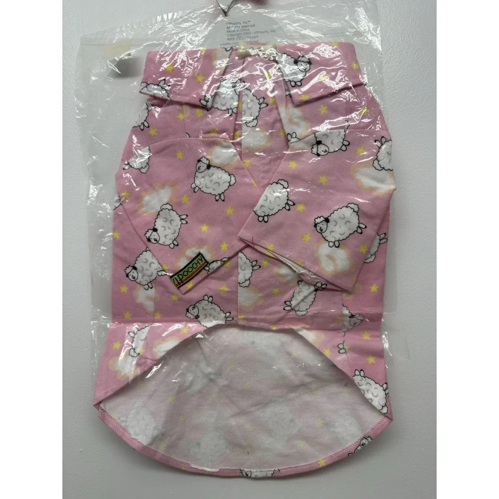 VIPoochy Dog Sweater Pajamas Coat Pink Sheep With Hook &Loop Closure Large #47‎